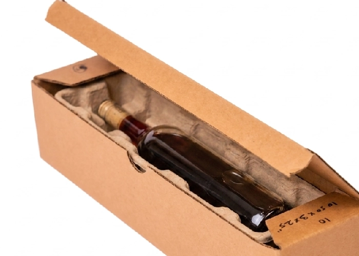 A durable bottle box designed for shipping glass containers safely.
