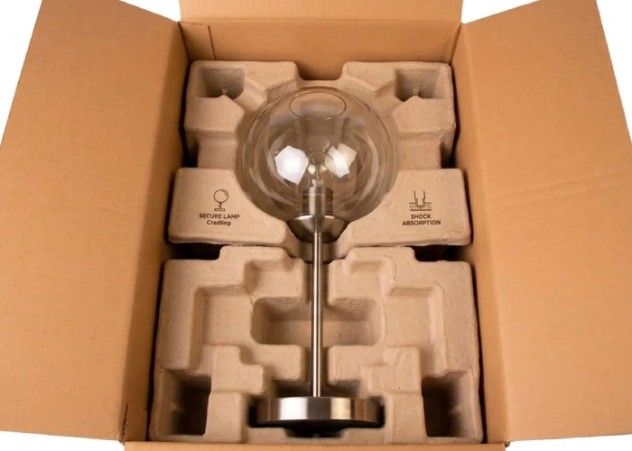 Secure lamp packaging custom inserts keeping fragile glass product safe from transit impact